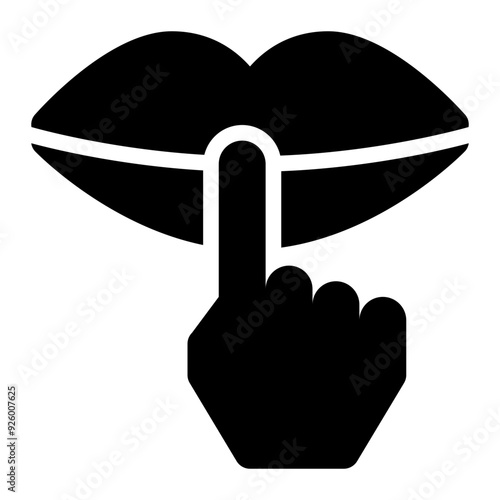 non verbal, communications, human communication, gesture, shut up, sign language solid or glyph icon