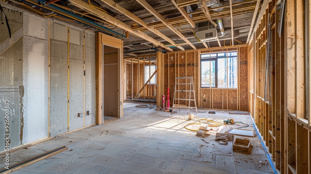 Construction site wall with exposed beams. Construction site wall with exposed beams.