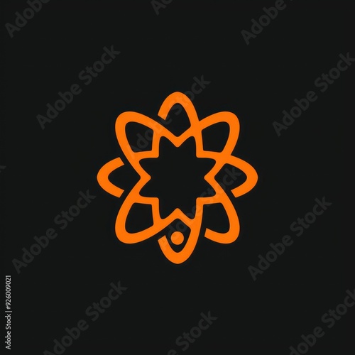 minimalistic atomic industry logo design isolated on a dark background