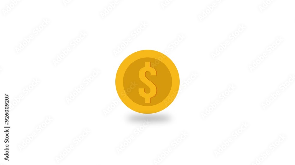 A dollar coin on a white background. Flat style. Animation. 4K video A dollar coin on a white background. Flat style. Animation. 4K video