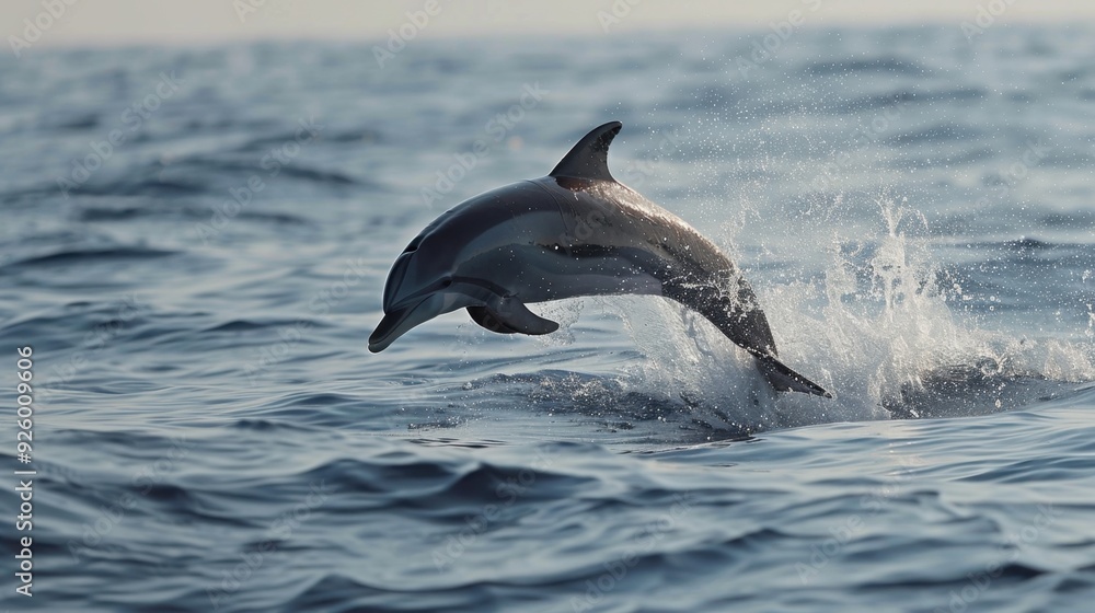 Fototapeta premium Dolphin leaping out of water, creating a huge splash.
