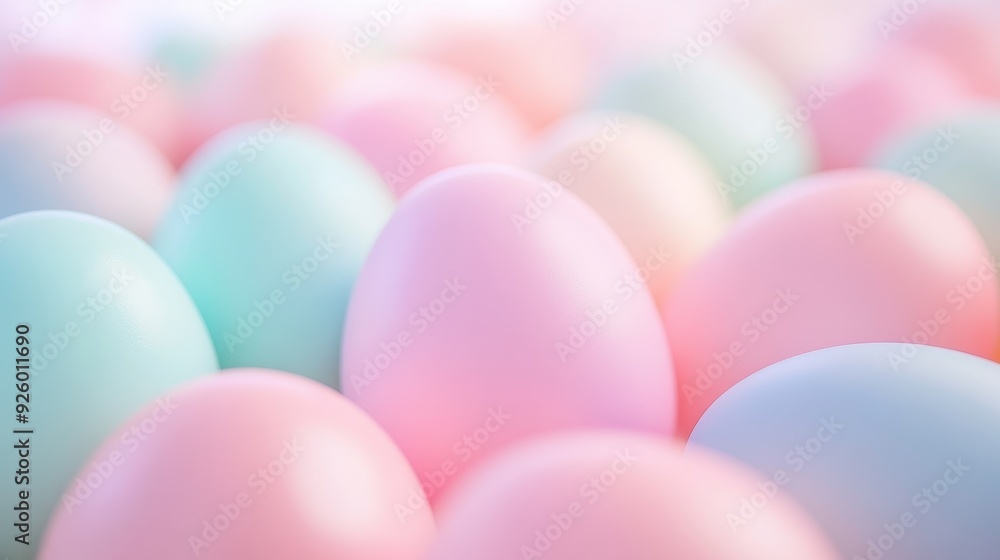 A bunch of pink and blue eggs are arranged in a row A bunch of pink and blue eggs are arranged in a row