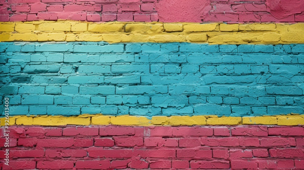 Fototapeta premium Painted brick wall with bold color.