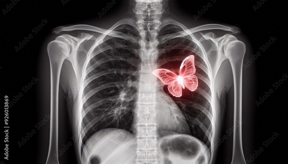 Chest x ray butterfly in heart represent relief in pain Chest x ray butterfly in heart represent relief in pain