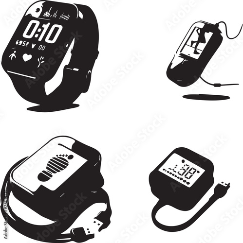 silhouette of clean vector  Pedometer    isolated on white background 