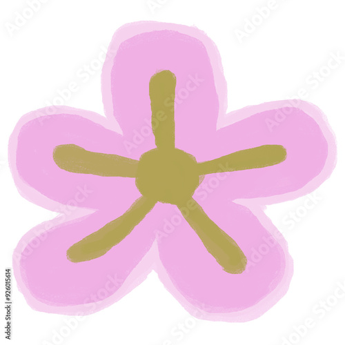Beautiful Sakura Flower Crayon Texture Transparent Background