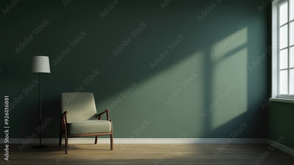 Empty living room with a single bill on the floor, eerie silence, 3D illustration Empty living room with a single bill on the floor, eerie silence, 3D illustration