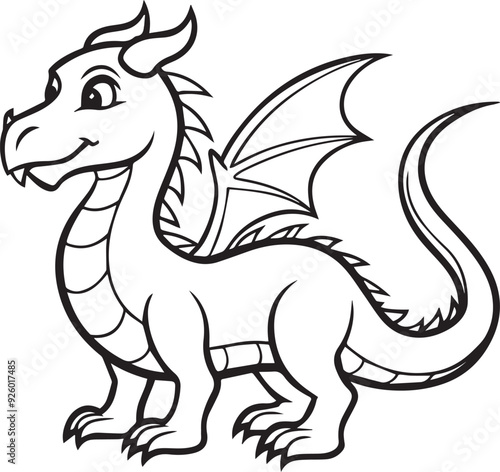 dragon line art vector