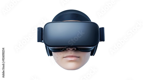 A person wearing virtual reality goggles, immersed in a digital experience, showcasing futuristic technology and innovation.