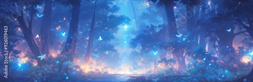 Enchanting Anime-Style Fantasy Forest: A Vivid Abstract Wonderland for Gaming Art and 4K Illustrative Wallpapers in a Mystical Setting,anime style