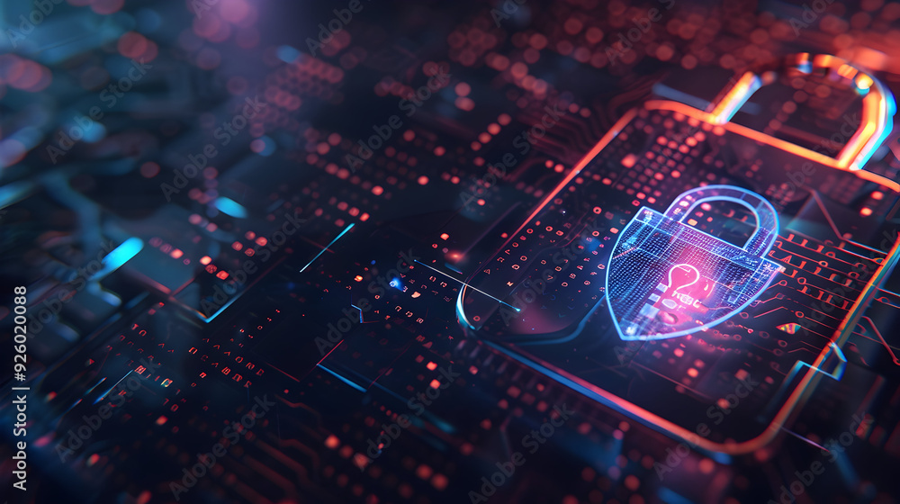 Cyber Security Lock Illustration - Abstract Technology Background Cyber Security Lock Illustration - Abstract Technology Background