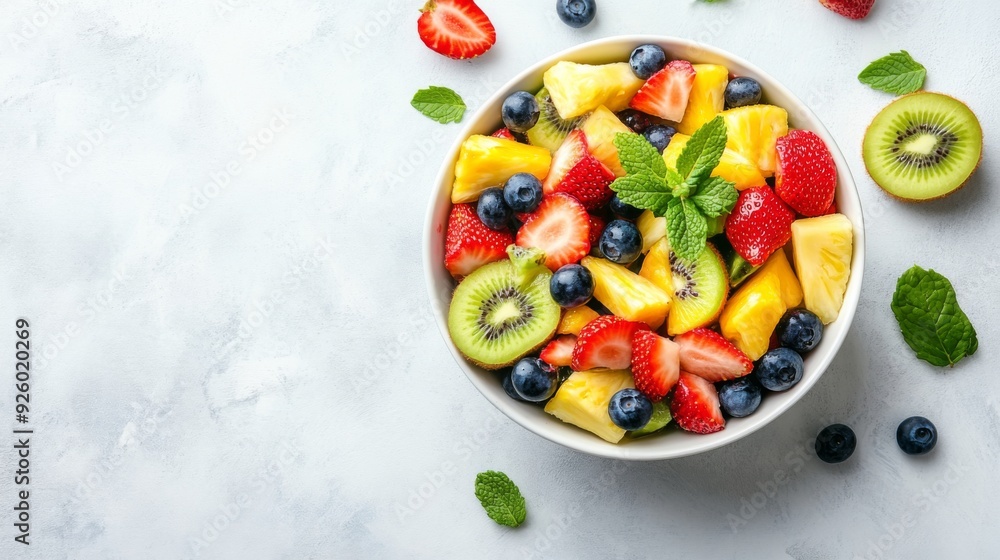 a bowl of fruits salad featuring vibrant strawberry kiwi and berry a bowl of fruits salad featuring vibrant strawberry kiwi and berry