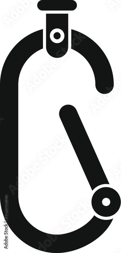 Simple vector icon of a carabiner, a specialized type of shackle used for making connections in climbing