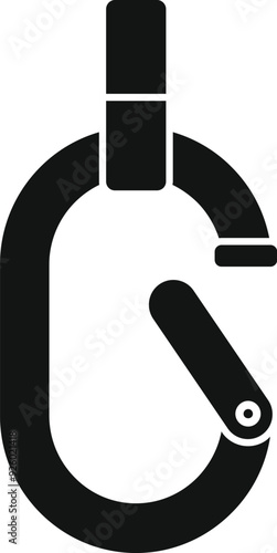 Black silhouette of a climbing carabiner used for attaching a climbing rope to a climbing harness