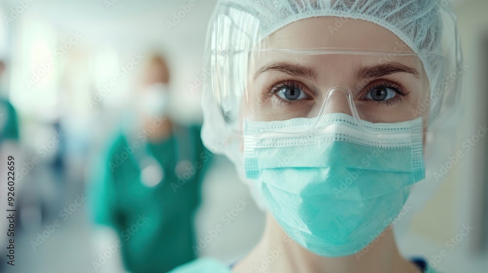 Close-Up of Medical Professional Wearing Protective Gear in Hospital Setting Close-Up of Medical Professional Wearing Protective Gear in Hospital Setting