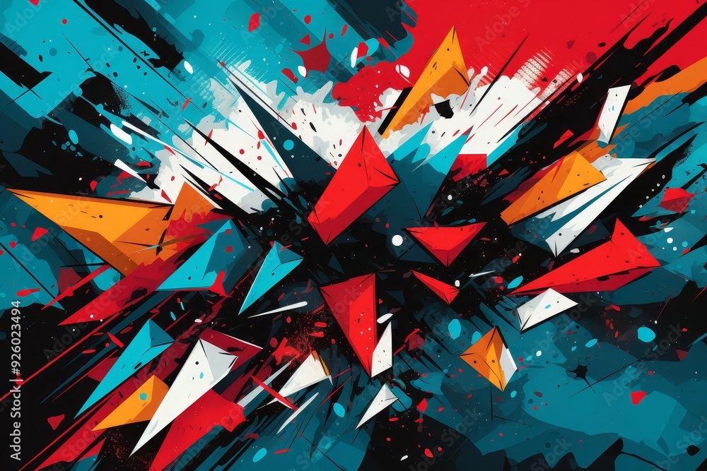 A dynamic composition of jagged lines and sharp angles in a bold, graphic style illustration A dynamic composition of jagged lines and sharp angles in a bold, graphic style illustration