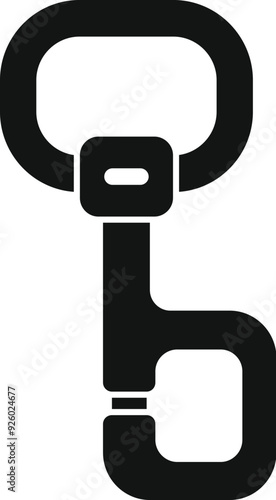 Black silhouette of a carabiner, essential equipment for mountaineering and climbing activities