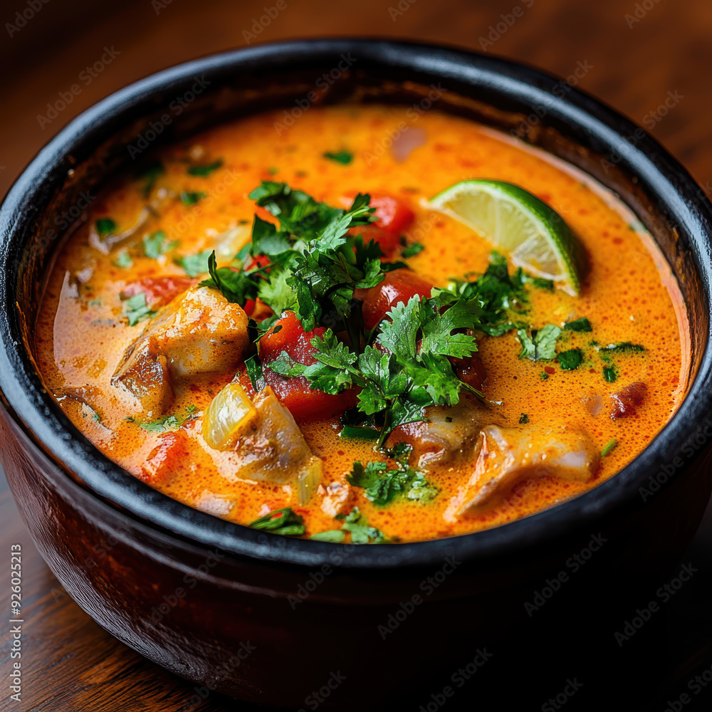 tasty Brazilian speciality moqueca de cação. AI generative. tasty Brazilian speciality moqueca de cação. AI generative.