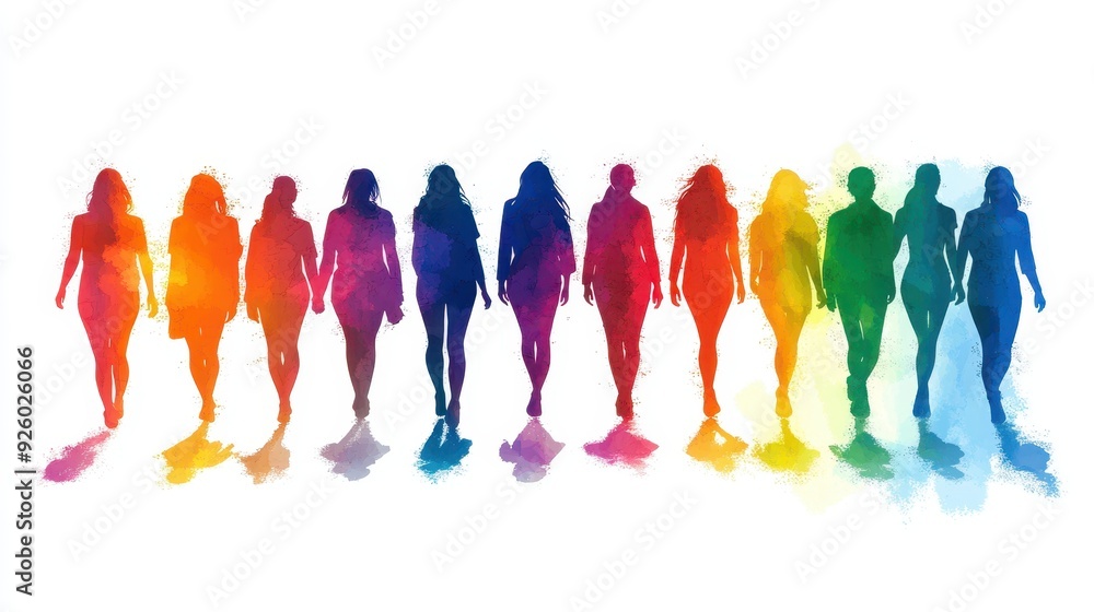 Obraz premium Vector silhouettes of Crowd silhouette,People group colorful shadow men and a women business people silhouettes,person team mystery,Vector illustration black shapes isolated on white background.
