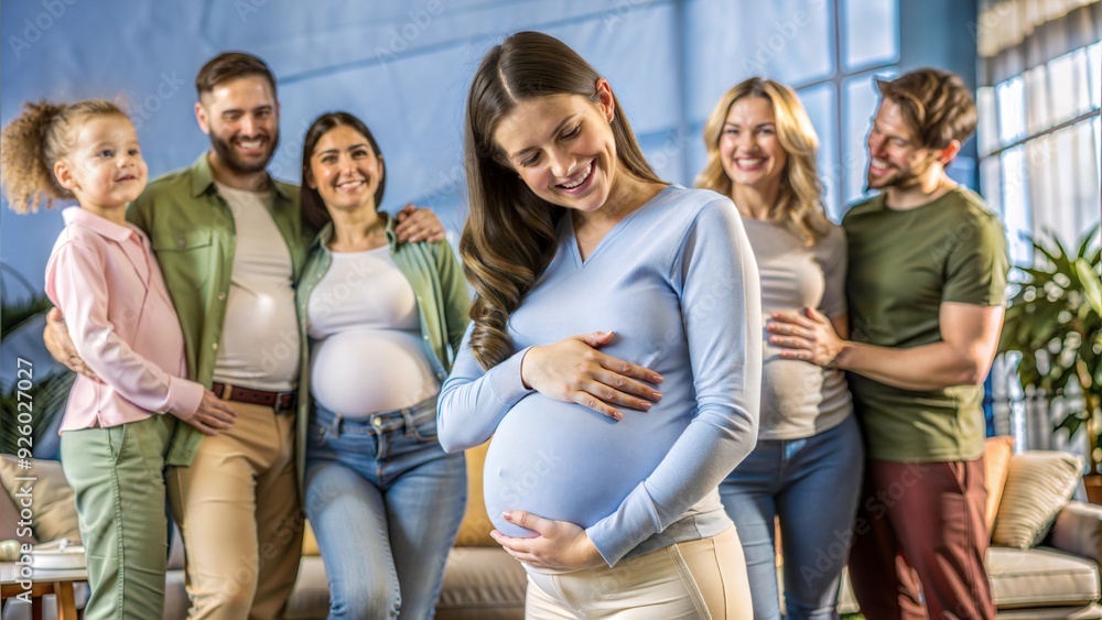 Obraz premium happy smiling mother woman hugging and smiling