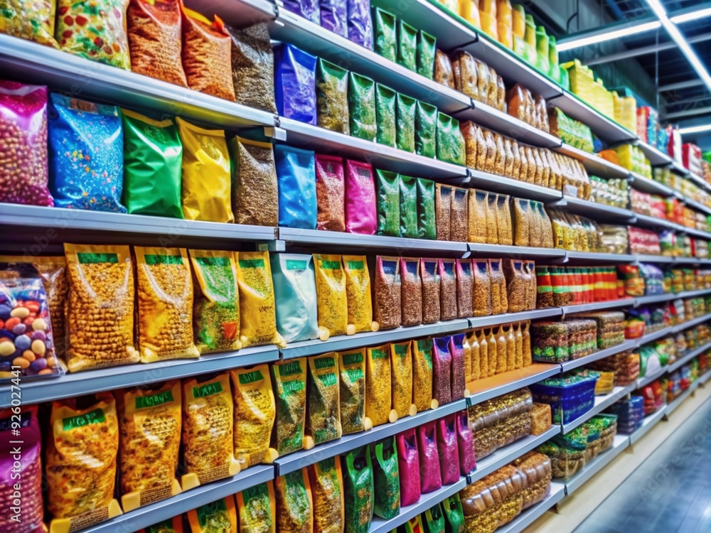 custom made wallpaper toronto digitalColorful variety of cat food products with attractive packaging displayed on shelves in a modern pet store, reflecting retail business and consumer lifestyle choices.