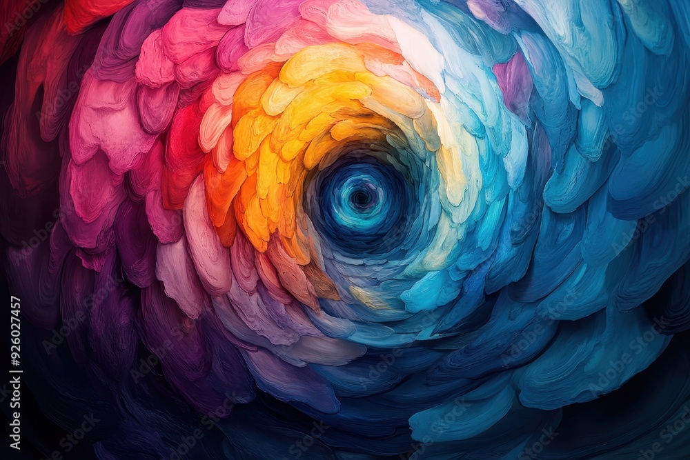 Obraz premium Whirlwind of Thoughts - Surreal Abstract Concept of Chaotic Mind with Colorful Vortex, Selective Focus