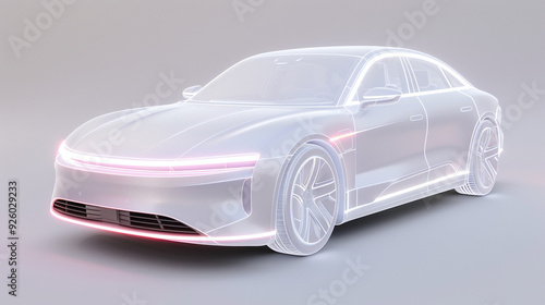 Autonomous electric car and wireframe rendering