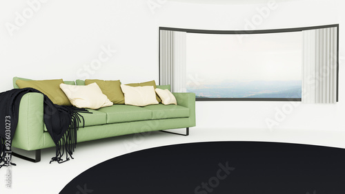sofa near window, 3d rendering, part