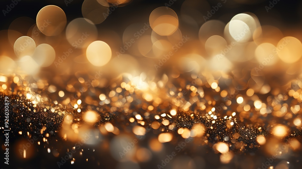 Abstract gold bokeh lights and glitter background. Abstract gold bokeh lights and glitter background.