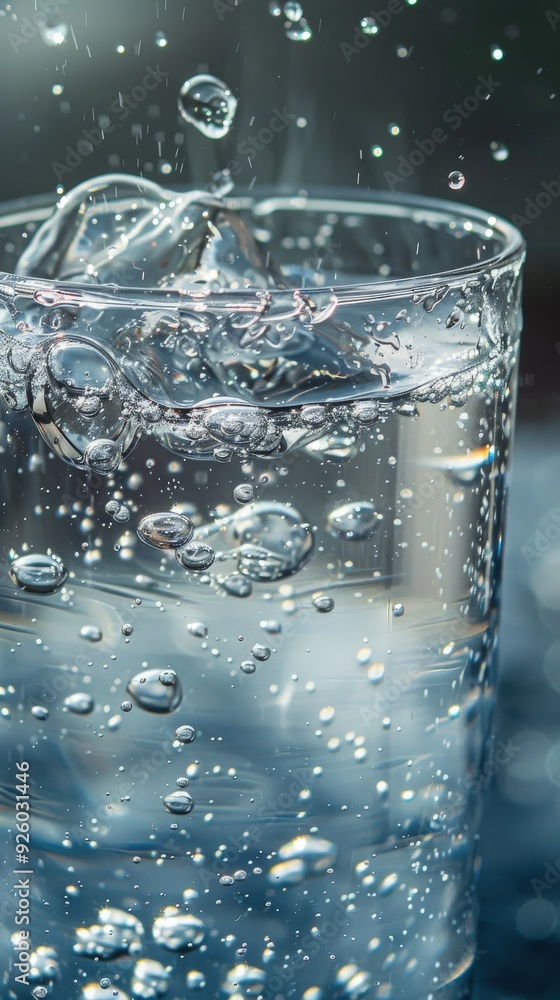 A glass of water with ice cubes in it A glass of water with ice cubes in it