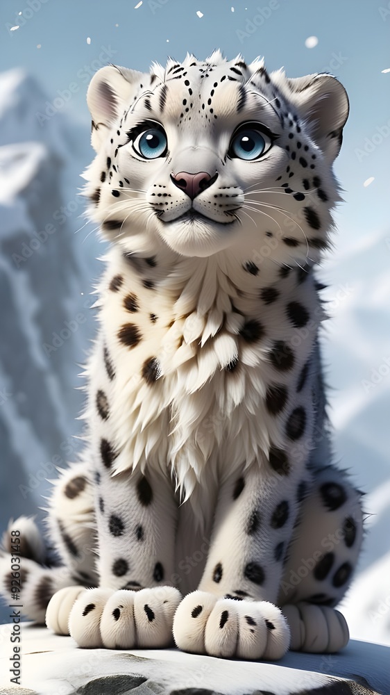 Fototapeta premium snow leopard in the snow