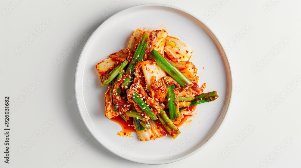 A plate of food with a lot of red sauce and green vegetables A plate of food with a lot of red sauce and green vegetables