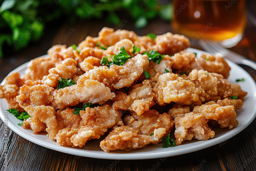 golden, brown, crispy fried pork. AI generative golden, brown, crispy fried pork. AI generative