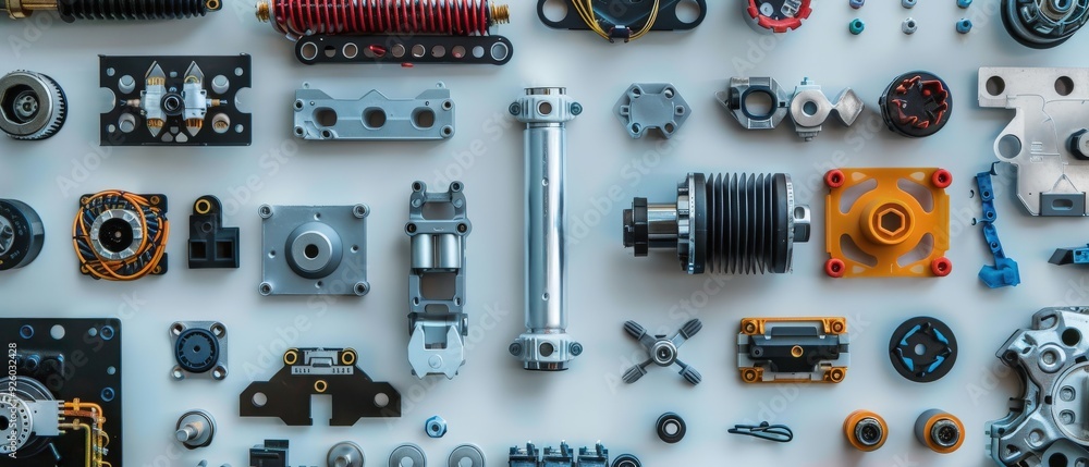 A collection of various mechanical parts and gears A collection of various mechanical parts and gears