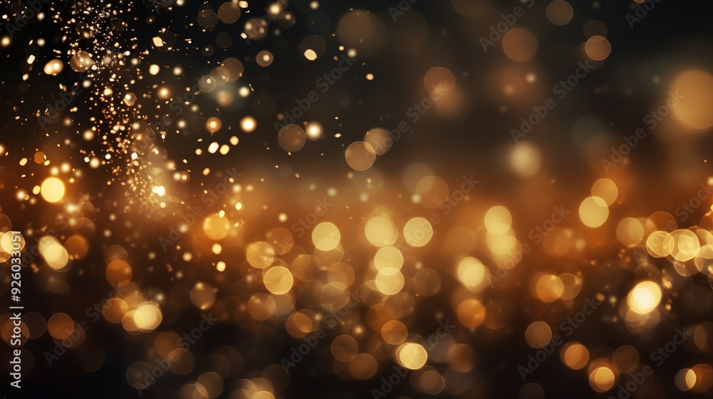 Abstract gold bokeh lights with a dark background. Abstract gold bokeh lights with a dark background.