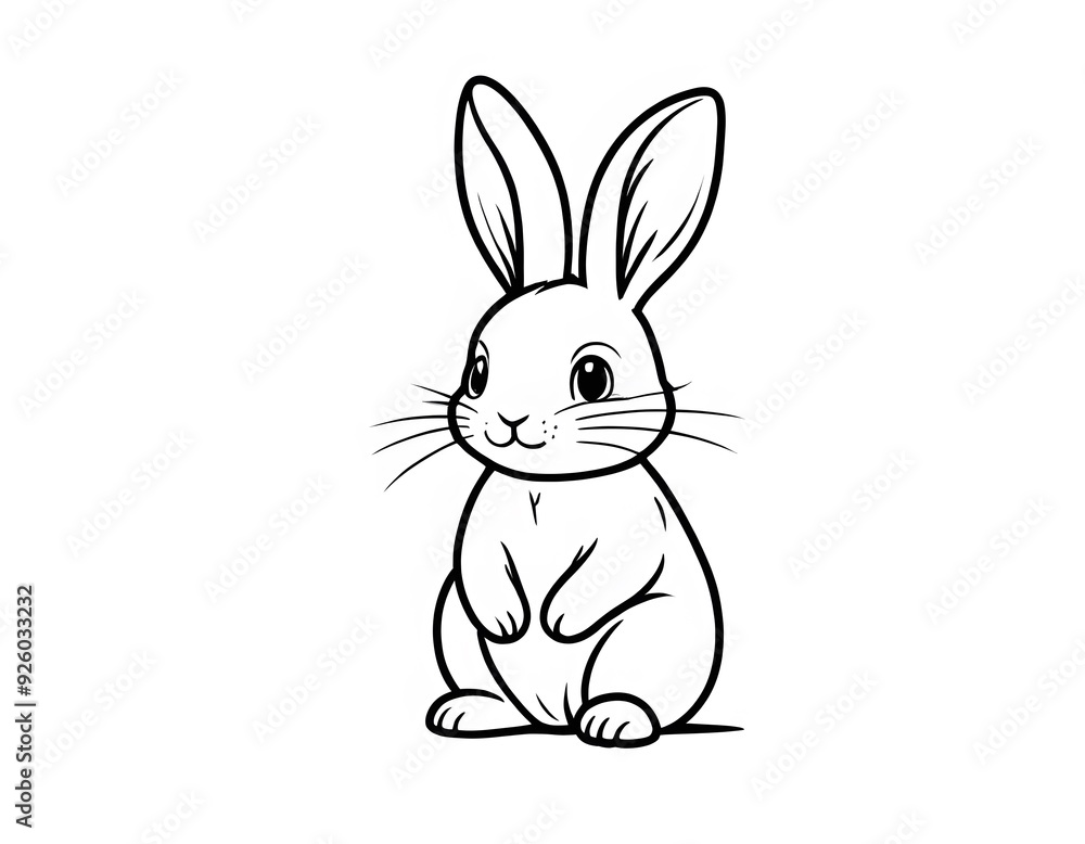 Drawing of a cute little rabbit to color. Drawing of a cute little rabbit to color.