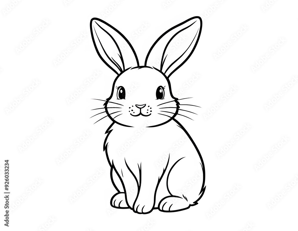 Obraz premium Drawing of a cute little rabbit to color.