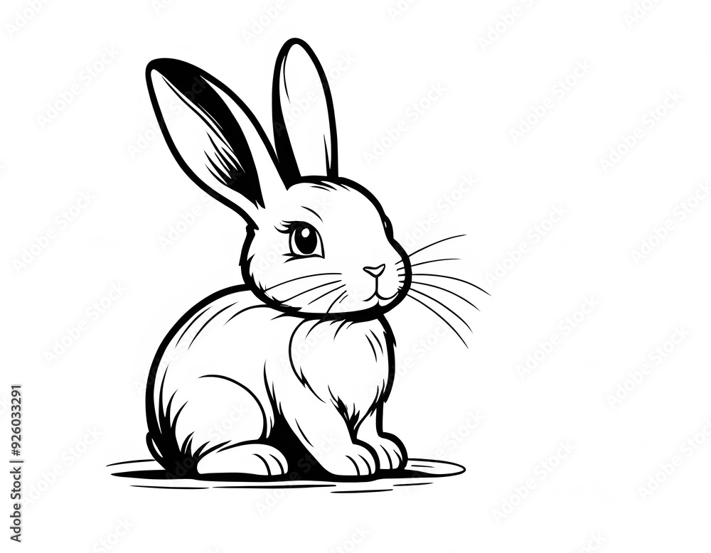 Obraz premium Drawing of a cute little rabbit to color.