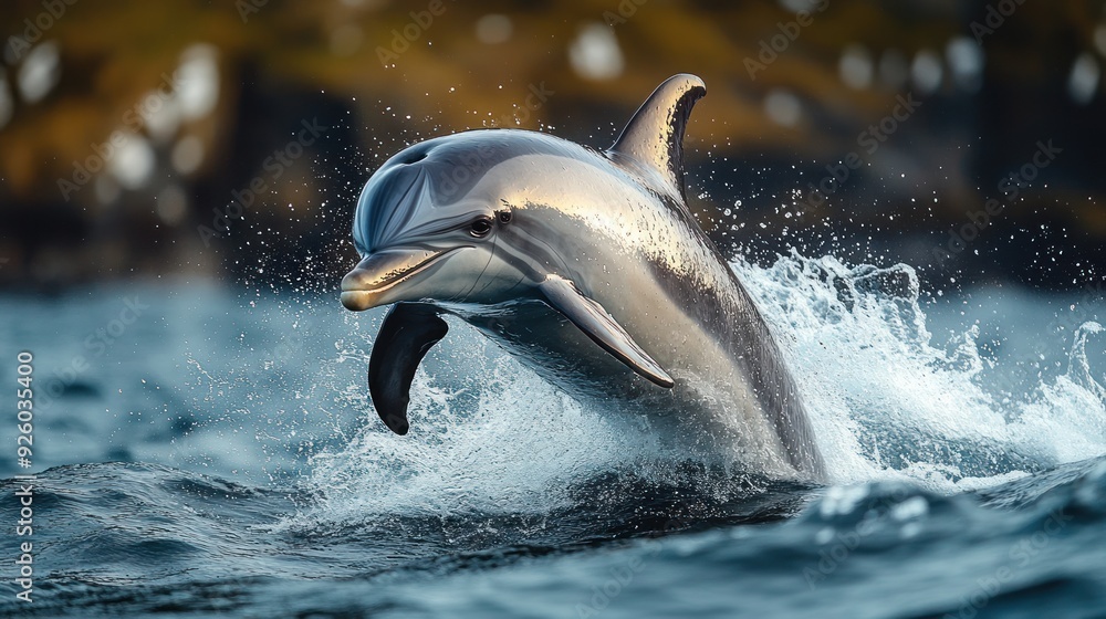 Obraz premium Dolphin Leaping Out of the Ocean