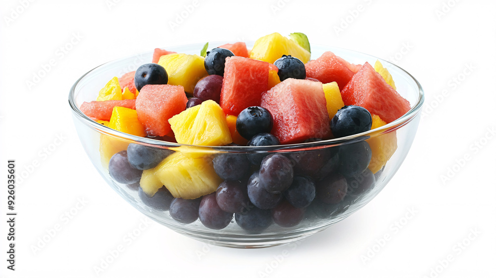 Fresh Fruit Salad in Glass Bowl Fresh Fruit Salad in Glass Bowl