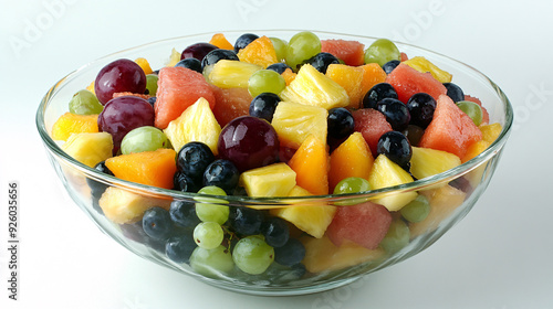 Fresh Fruit Salad in Glass Bowl