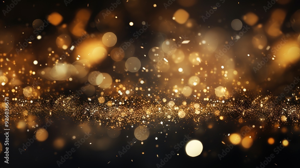 Fototapeta premium Abstract gold sparkle background with bokeh lights.