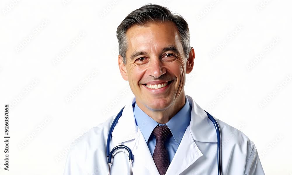 Portrait of a smiling doctor with stethoscope on white background Portrait of a smiling doctor with stethoscope on white background