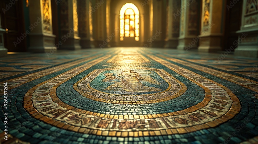 Obraz premium Intricate Mosaic Floor in a Grand Hall