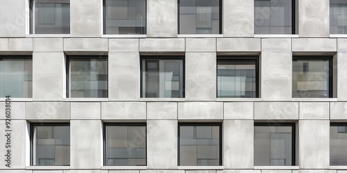 Modern architectural facade with a close-up view of windows showcasing abstract design elements