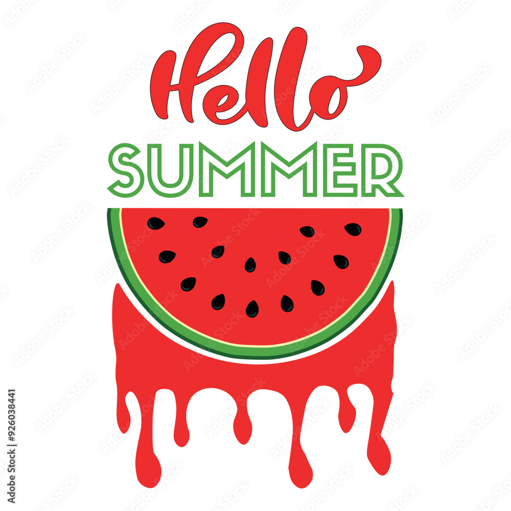 Hello summer holidays with watermelon vector art. Hello summer holidays with watermelon vector art.
