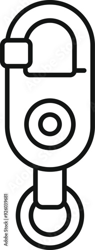 Carabiner flashing showing open and closed positions, line icon concept