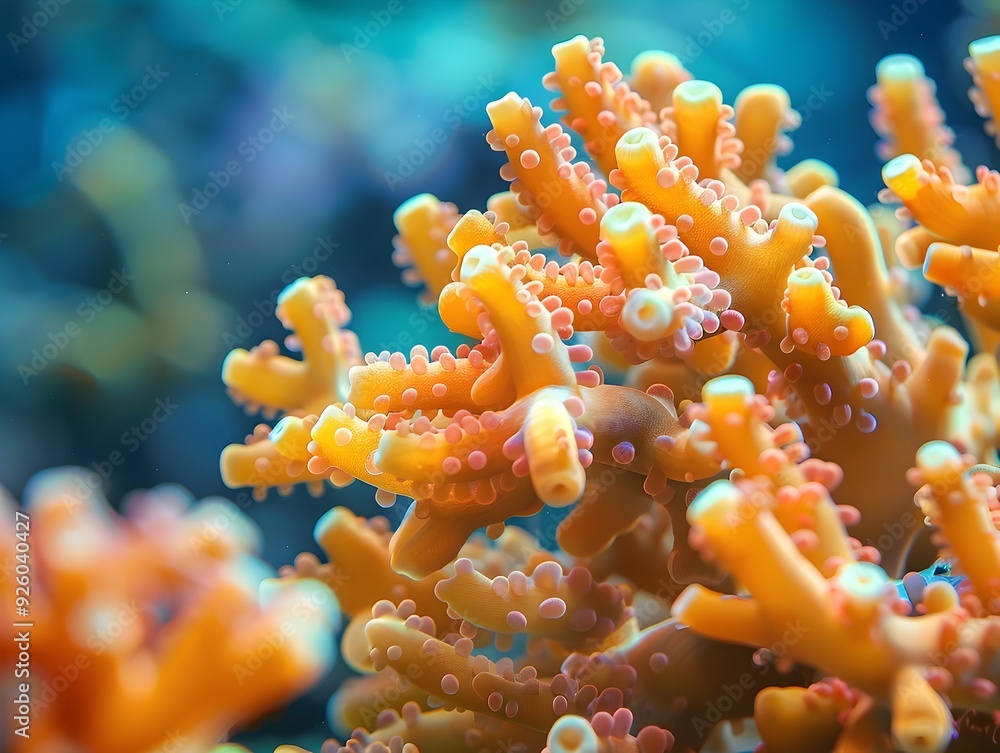 Intricate Coral Polyps Constructing the Vibrant Reef Ecosystem Underwater Intricate Coral Polyps Constructing the Vibrant Reef Ecosystem Underwater
