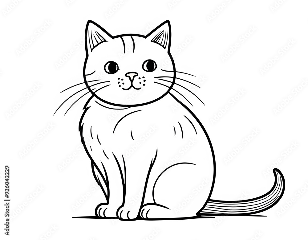 Drawing of a cute cat to color. Drawing of a cute cat to color.