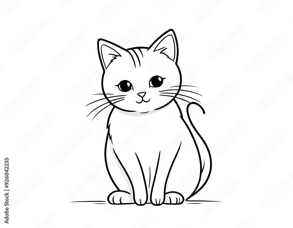 Drawing of a cute cat to color. Drawing of a cute cat to color.